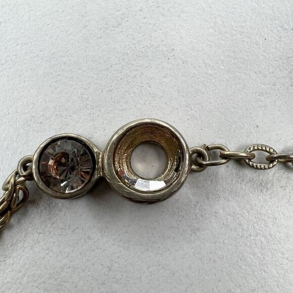 Chico's Rhinestone Station Silver Tone Chain Link Necklace - Picture 2 of 11